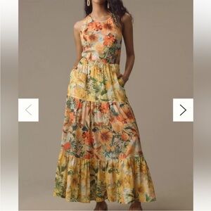 Anthropologie pilcro halter tiered maxi dress